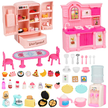 SOTOGO 58 Pieces Dollhouse Kitchen Supplies Miniature Mini Kitchen Accessories Dollhouse Furniture Decoration Accessories for Do