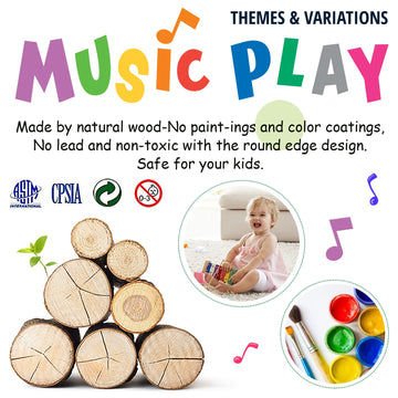 Looikoos Baby Musical Instruments For Toddlers,Wooden Percussion Instruments Tambourine Xylophone Toys For Kids Preschool Education Early Learning Musical Toy For Boys And Girls
