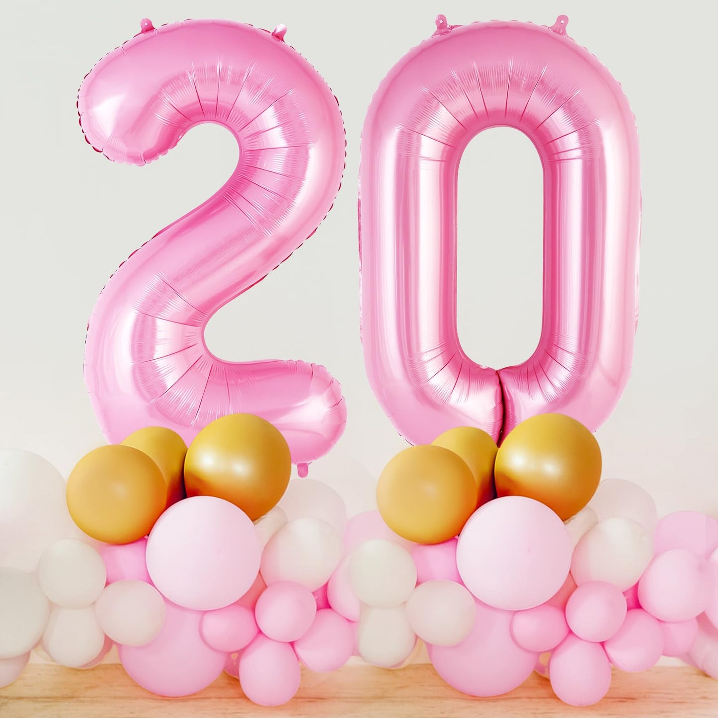 Pink Number 20 Balloon, 40 Inch Big Large Foil Helium Number Balloons, Giant Mylar Number 20 Balloons For 20 Year Old Birthday P