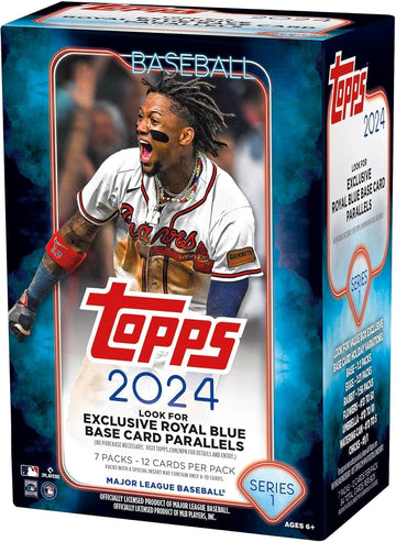 2024 Topps Series 1 Baseball Value Box - 7 Packs Per Box, Medium, Blue