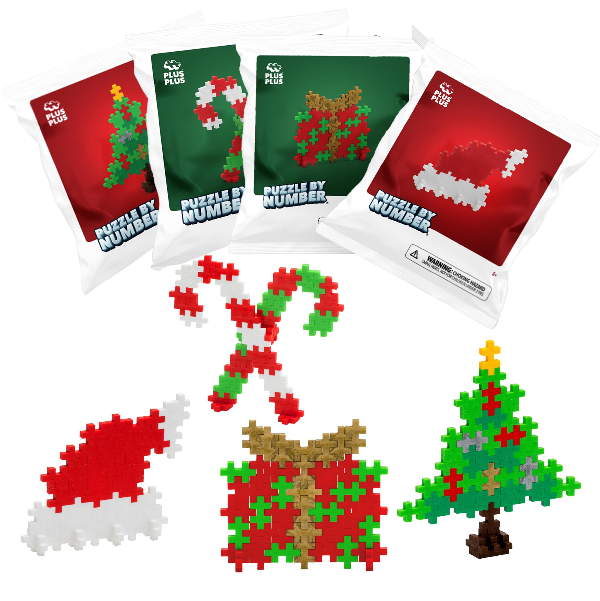 PLUS PLUS - Puzzle by Number Holiday Fun Pack, 160 Piece Mini Interloc ...