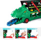 TEMI Dinosaur Truck Toy with 6 Diecast Race Cars for 2 3 4 5 6 Years Old Toddler Boys, Dino Storage Carrier with 4 Expandable Le