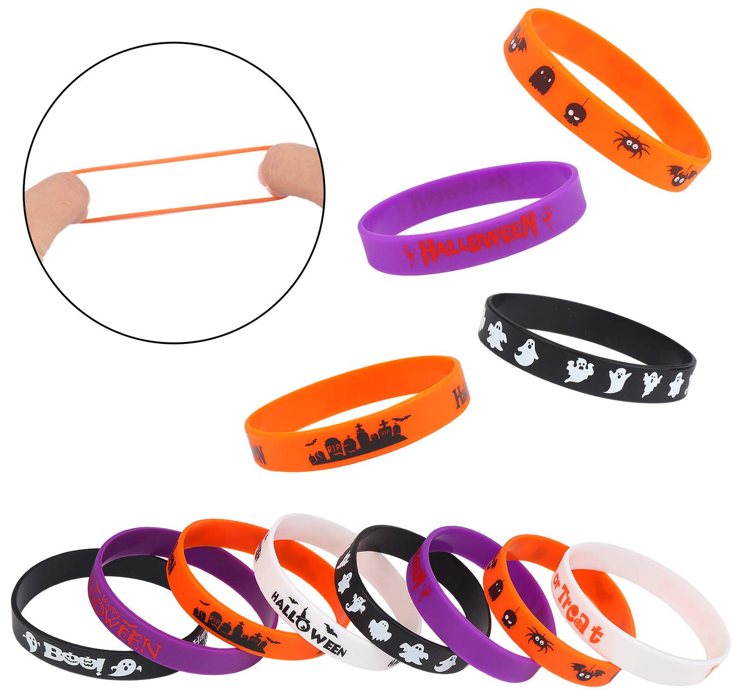 Diyasy Halloween Silicone Wristbands,40 Pcs Rubber Bracelets Halloween Party Favor Trick Or Treat Gifts And Goodie Bag Fillers