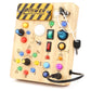 Joyreal Montessori Busy Board Wooden Sensory Toys For Toddler With Led Light Up Switch, Baby Fidget Board Travel Toys For 18+ Months, 1 2 3 Year Old Boys Girls Toddler Toys Gifts