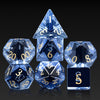 Glass DND Dice Set DNDND 7 Piece Zircon Dice with Great Gift Box for D&D Dungeons and Dragon Tabletop Game (Blue Glass with Gold