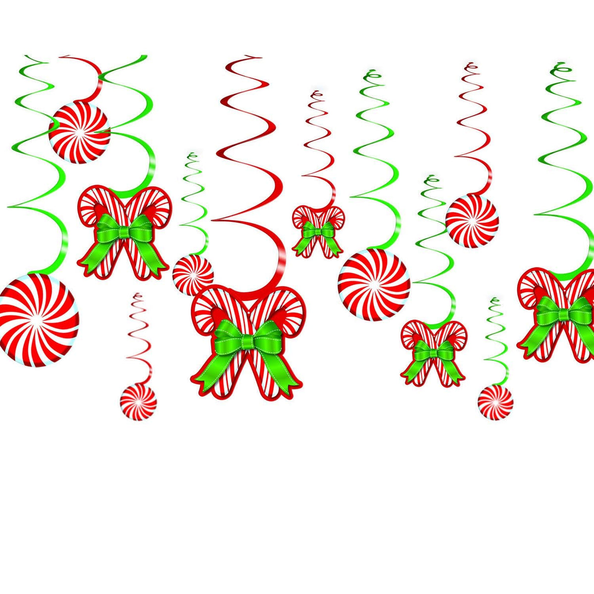 amscan 679852 Candy Cane Foil Swirls Value Pack, 12 Ct. | Christmas Decoration 24
