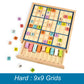 Bohs Wooden Rainbow Sudoku Puzzle - 3 In 1 Easy To Hard - With Sudoku Book Of 320 Puzzles - Desktop Brain Teaser Game Toys