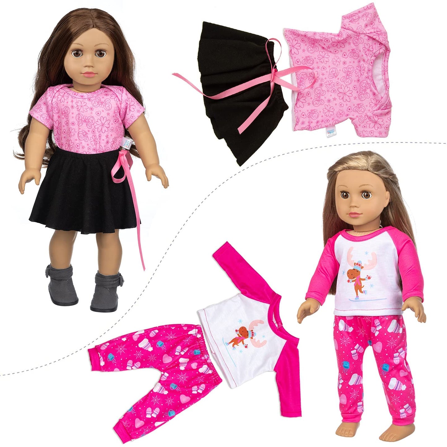 BDDOLL 23 Pcs 18 Inch Girl Doll Clothes and Accessories for 18 Inch Doll Dress with Our Generation Dolls Including 10 Complete S