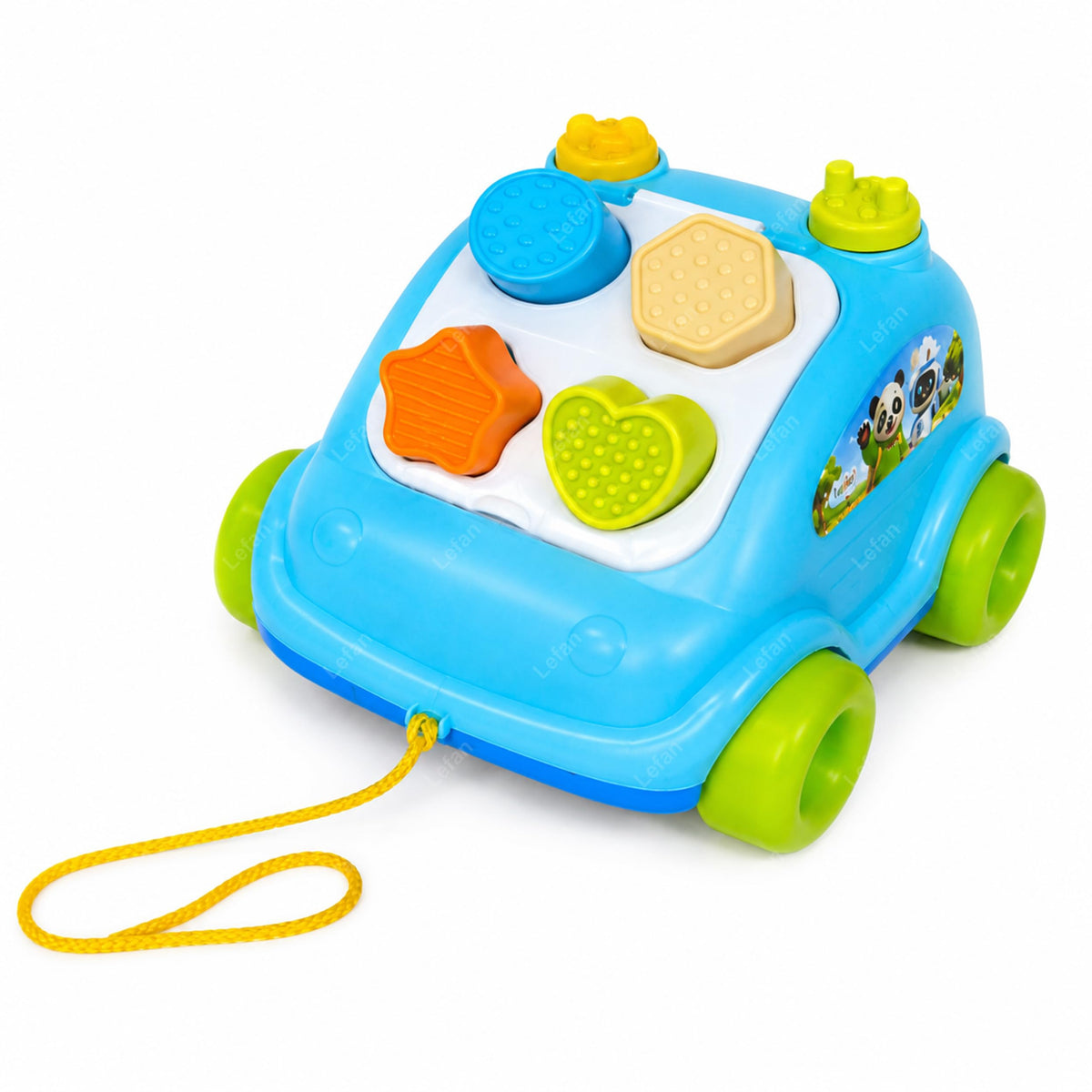 Pull Along Activity Car Toy Babies Toddlers, Shape Recognition Pressable Activity Shapes, Smooth Rolling Wheels And Pull Early L