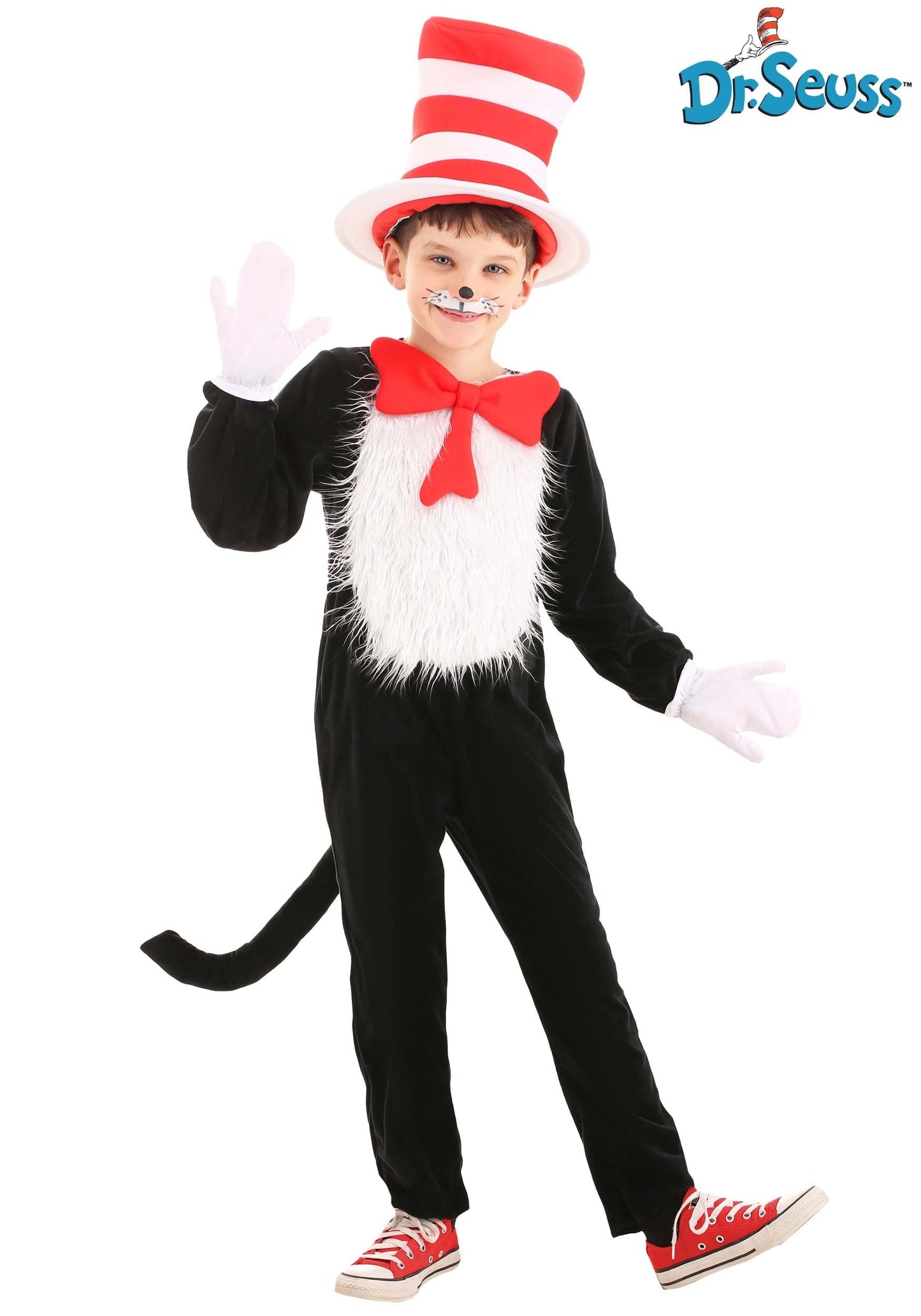Cat In The Hat Kids Costume Medium Black