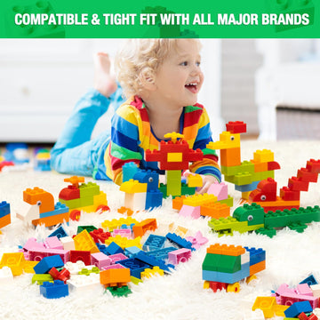 Mannidoo Large Building Blocks For Kids Toddlers, 161Pcs Big Building Bricks With 10''X10'' Large Baseplates - 100% Compatible W