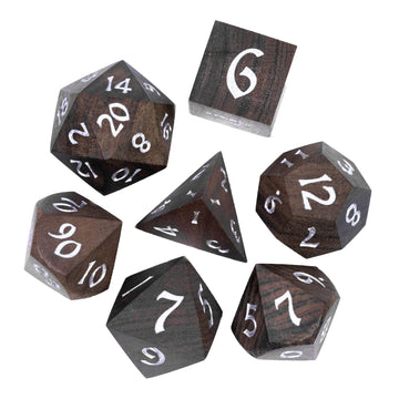 Hddais 7Pcs Wooden Polyhedral Dice Set, D&D Wood Dnd Dice Set With Metal Box For Dungeons And Dragons Role Playing Tabletop Game