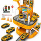 Garage Racing Playset With DieCast Cars, MultiLevel Parking Lot, Service Station, Traffic Signs, Ramp Track & Portable Carry C
