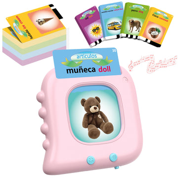 Bilingual Talking Flash Cards,Spanish Toddler Toys For 2-6 Year Old Girls,Montessori Sensory Toys, Educational Learning Resources Toys, Speech Therapy Toys, Autism Sensory Toys For Autistic Children