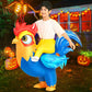 Jurosaica Inflatable Chicken Costume Kids Riding Rooster Ride-On Blow Up Halloween Costume For Boys Girls