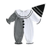 Aiwpstoin Toddler Baby Clown Costume Boy Girl Funny Halloween Outfit Contrast Color Long Sleeve Jumpsuit with Hat (White, 4-5T)
