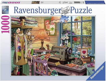 Ravensburger 1000 Piece Jigsaw Puzzle - The Sewing Shed, Unique Softclick Technology, Cardboard, FSC Certified, White