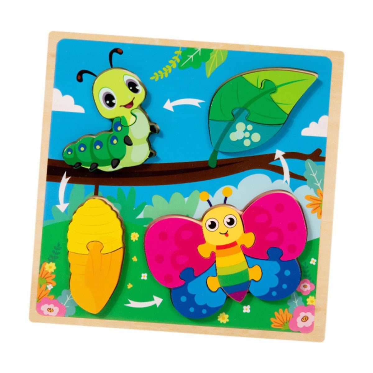 MerishoppWood Puzzle Gifts Portable Hands On Learning Fine Motor Skills Jigsaw Puzzle Moth|Baby|Toys For Baby|Developmental Baby