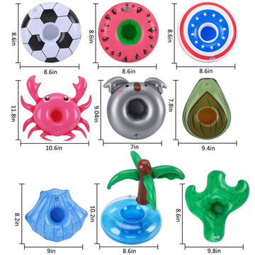 Green Vivid Inflatable Drink Holder 17 Pack,With Bigger Pink Moltres Inside,Pool Drink Holder Floats For Parties And Kids Water Fun Toys,Drink Floats For Pool