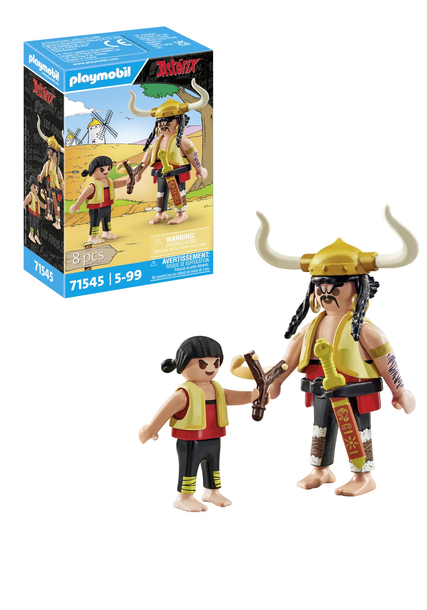 PLAYMOBIL Asterix 71545 Costa y Bravo and Pepe Bold Duo from The Asterix Universe  Includes decorative replica blade and Slingshot  Imaginative Toy for Ages 5 and Up