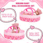 Artst 9Pcs Reborn Baby Doll Accessories With Bassinet,Baby Doll Clothes Knitted Outfit For 17-22 Inch Newborn Girls