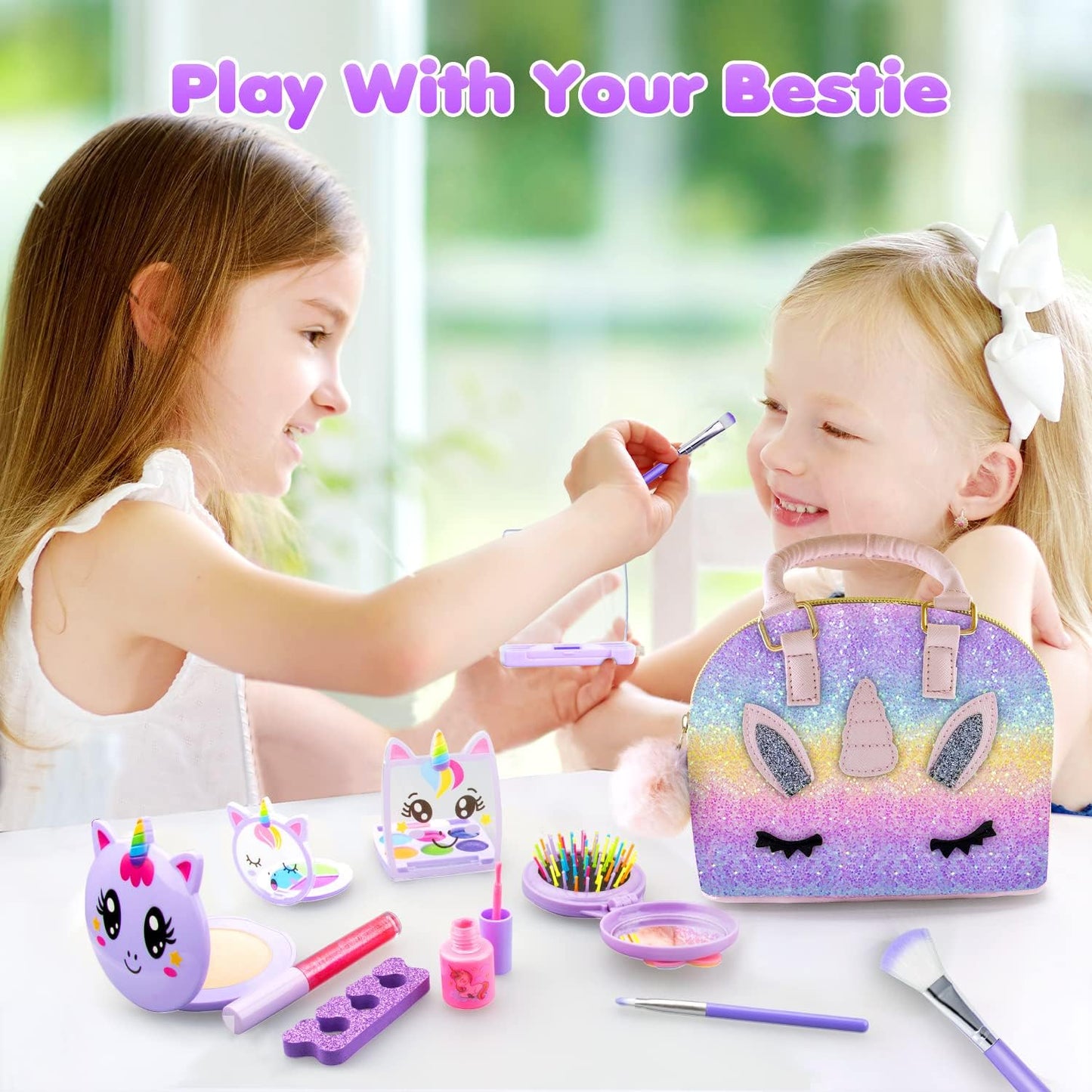 Kids Makeup Kit for Girl-Kids Makeup Girl Toys, Girl Makeup Sets Kids Toys Makeup Sets Little Girl Toddler Children Princess Chr