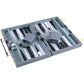 Reriver Backgammon Set 2 Players Classic Backgammon Sets For Adults Board Game With Pu Leather Case Portable And Travel Backgammon Set (Grey, 11Inch)