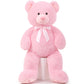 Morismos Giant Teddy Bear Stuffed Animal 4Ft, Big Teddy Bear Plush For Baby Shower, Cuddly Large Stuffed Bear Gifts For Kids, Girls, Girlfriend, Women On Valentine, Christmas, Birthday(Pink)