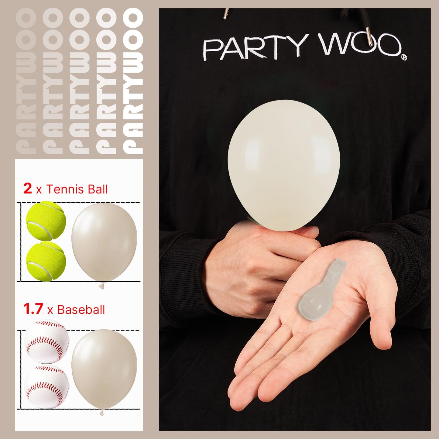 Partywoo White Sand Balloons, 50 Pcs 5 Inch Boho White Balloons, Sand White Balloons For Balloon Garland Balloon Arch As Party Decorations, Birthday Decorations, Baby Shower Decorations, White-F12