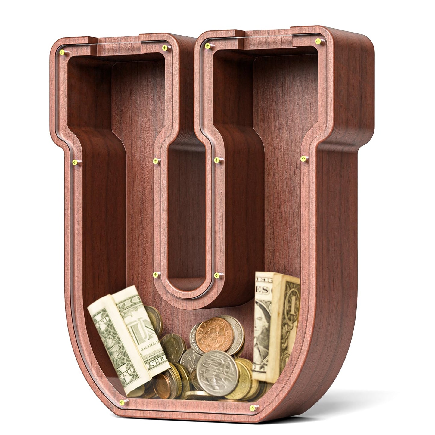 Summidate Wooden Letter Piggy Bank  Extra Thick Large Capacity Piggy Bank for Kids Boys Girls Toddler  Alphabet U Money Bank| Coin Box Birthday  Christmas  Festival