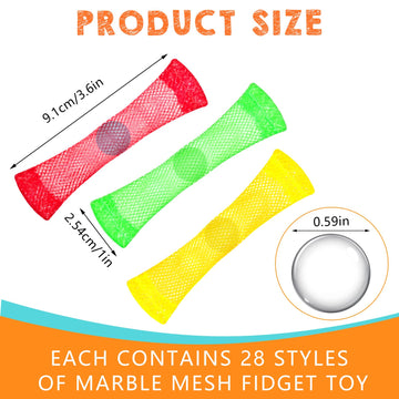 Macarrie Marble Mesh Fidget Toy - 100 Pieces Stress Relief for Anxiety - Nylon, Bright Style - Quiet Sensory Toys for School & Office