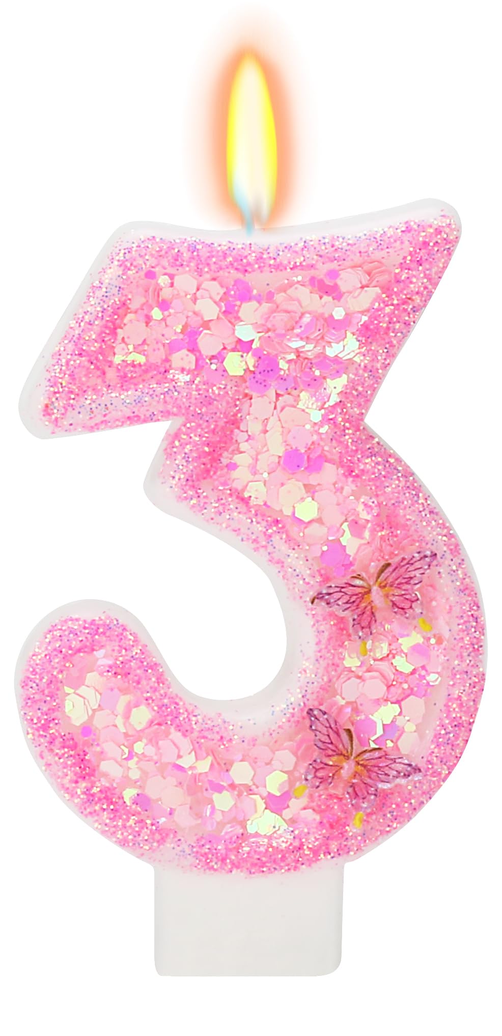 FAMGift Birthday Candles for Women/Girls - Number 1 Candle, Butterfly Birthday Decorations for Cake Topper, 1st Birthday Candle,