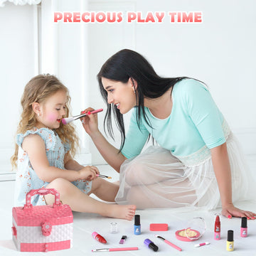 GirlsHome Kids Makeup Set for Girl 56 Pcs Washable Real Cosmetic, Safe & Non-Toxic Frozen Toys Toddler Makeup Kit, Frozen Prince