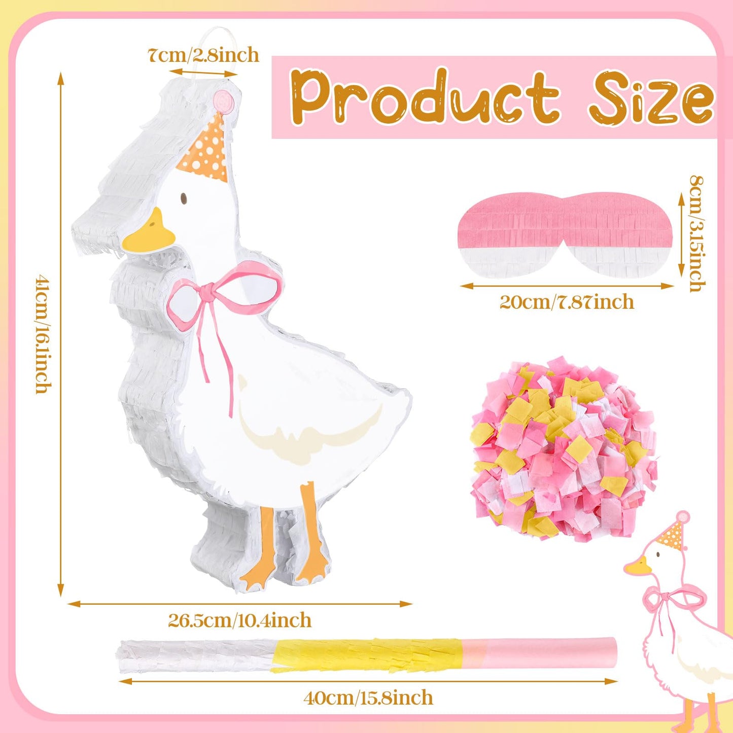 Glimin One Silly Goose Birthday Party Decor Piata with Stick, Blindfold and Confetti for Pink Silly Goose Theme Birthday Party B