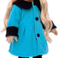 Parisian Stroll - 4 Piece Outfit - Blue Fleece Coat With Matching Beret, Black Leggings And Boots - Clothes Fits 18 Inch Doll (Doll Not Included)