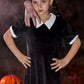 Girls Halloween Velvet Short Sleeve Peter Pan Collar A-Line Black Party Dresses 11-12 Years