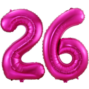 Hot Pink 26 Balloon Numbers,40 Inch 26 Or 62 Birthday Balloon Foil Mylar Number 26 Balloon Large Dark Pink Number Balloons For Birthday Party Anniversary Festival Decorations