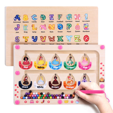 Princess Mini Magnetic Color And Number Maze Montessori Toy For Ages 3 4 5, Toddler Busy Board, Educational Preschool Learning A