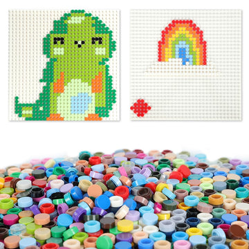 Etarnfly 5400Pcs Pixel Bricks, 1X1 Round Plates - 54 Colors Building Blocks Parts And Pieces With 2 Pack 10   X10    White Peel-