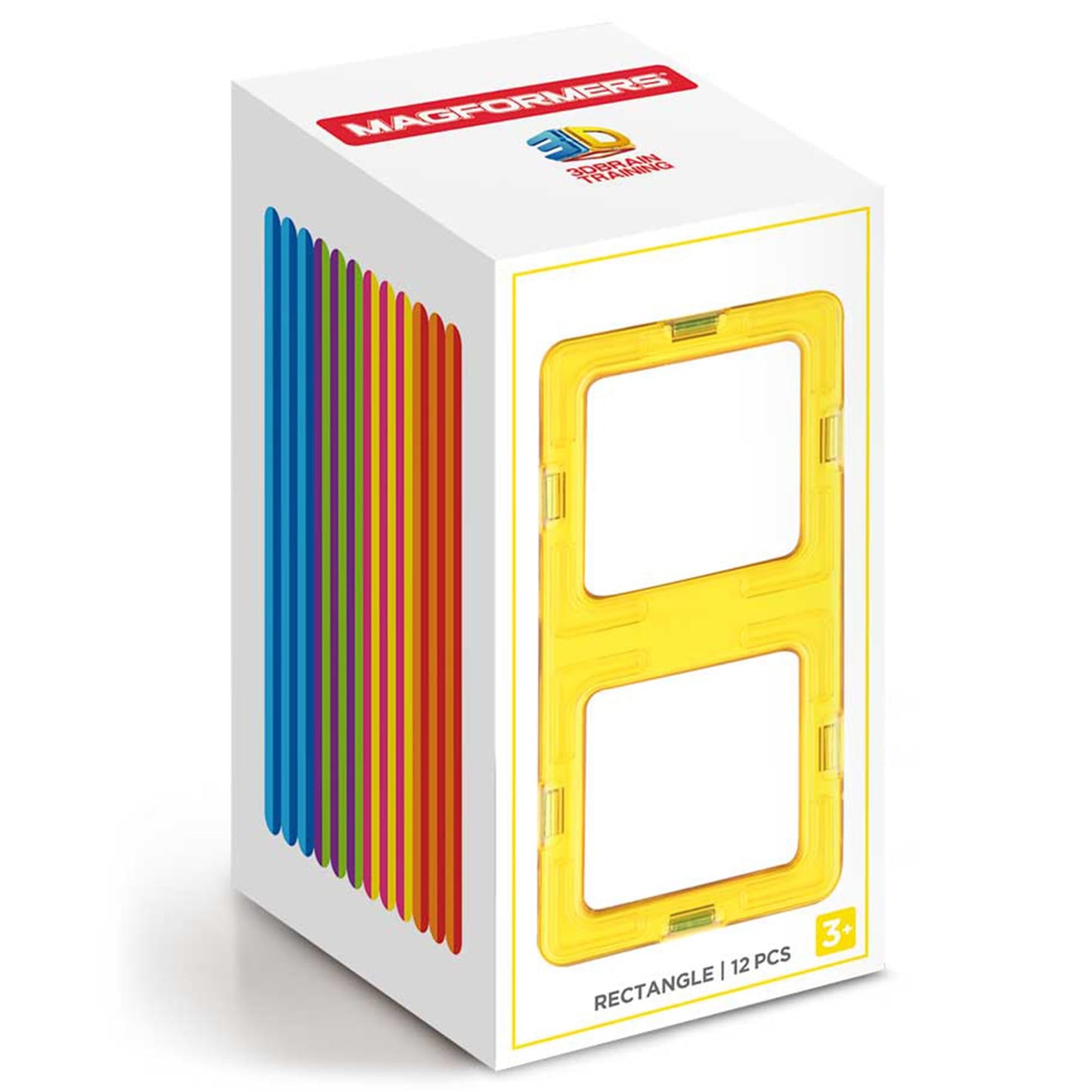 Magformers Rectangle 12 Pieces Rainbow Colors, Educational Magnetic Geometric Shapes Tiles Building Stem Toy Set Ages 3+