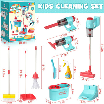 Kids Cleaning Toy Set For Toddlers With 3-In-1 Vacuum That Really Works, Mop & Broom Set & Pretend Play Household Cleaning Tools