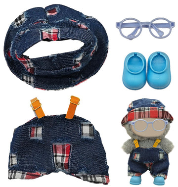 Doll Clothes Accessories Set for 17cm  Funny Outfit Set Compatible with 17 cm  Adorable Doll Clothing Set  Cute Clothes for Dress up Unique Style  No Doll Included (Denim Blue)
