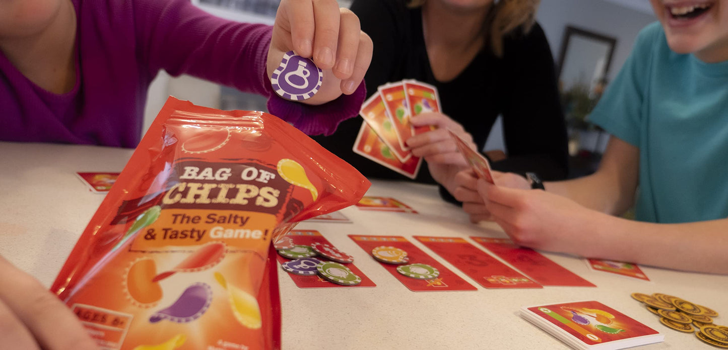 Blue Orange Bag of Chips Board Game - Strategy Game for 2-5 Players, Ages 8+, Cardstock, Orange, Model MIXBOC01US