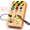 Tintecusa Busy Board Montessori Toys For Toddler, Wooden Sensory Board Switch Toy With Color-Changing Led Light Up Travel Toys E