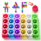 Fidget Toys For Kids, Transparent Silicone Popper Diy Building Blocks Cvc Words Learning Phonics Color Recognition Clarssroom Tool Anxiety Stress Reliever Toy (Transparent)