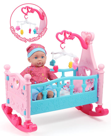 Gagaku Baby Doll Set,12' Doll Toys With Crib Bed,22Pcs Baby Doll Accessories Doll Care Playset Includ Cradle Crib, Diaper,Feeding Set,Baby Gift For 3+ Year Old Girls Boys