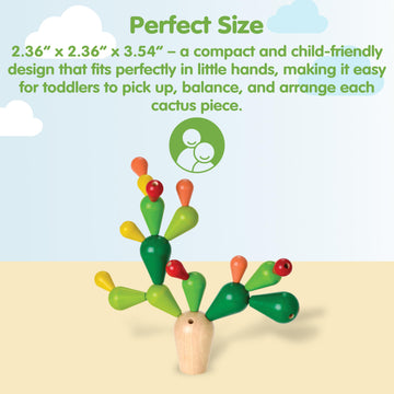 PlanToys Balancing Cactus | Montessori Wooden Toy for Toddlers | STEM Game for Fine Motor Skills, Logic & Coordination | Eco-Fri