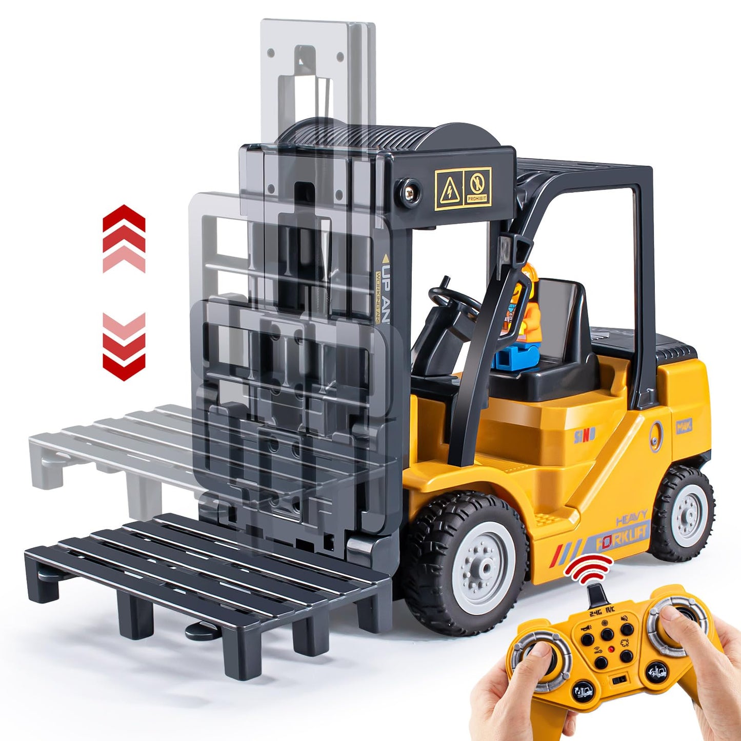 Vijisuki 2.4Ghz Remote Control Forklift Toys,Rc Forklift Truck With Spray, Cool Lights,Sound,1/24 Scale 11 Channel Rechargeable