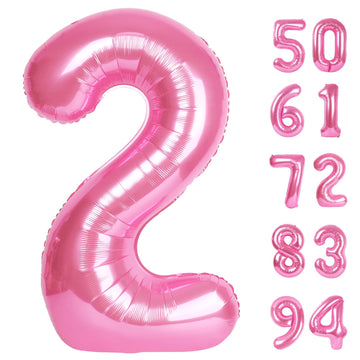 Pink 2 Balloon, Number Balloons 40 Inch, 2Nd Balloon Number Birthday Decorations, Second Two Birthday Party Supplies, Number 2 B