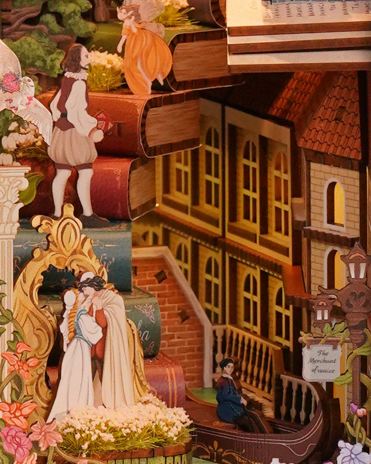 Tonecheer x British Library DIY Book Nook Kit, Shakespeare 3D Wooden Puzzle for Adults, Miniature House Kit Booknook Bookshelf I